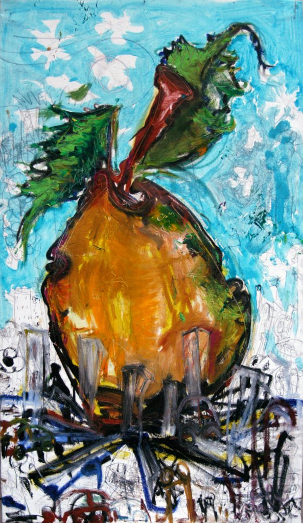 La grande pera. 2005, acrilico e pastello su tela, 150x100cm.
