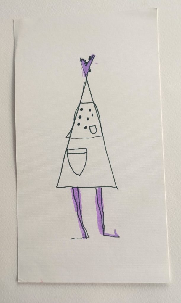Signora triangolo. pennarello su carta, 23x13cm